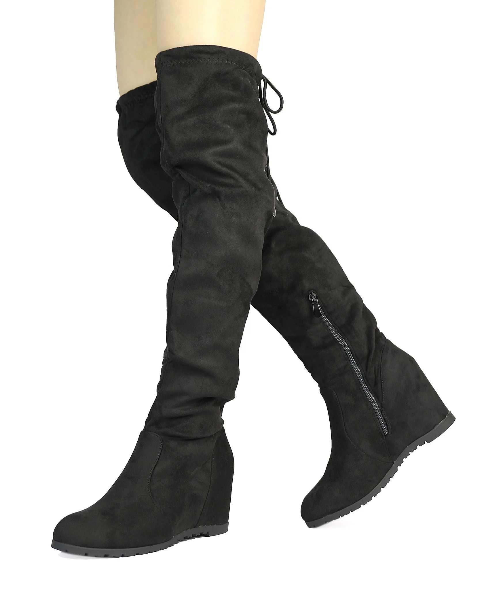 
Лидер продаж, зимние эластичные сапоги выше колена из искусственной замши 