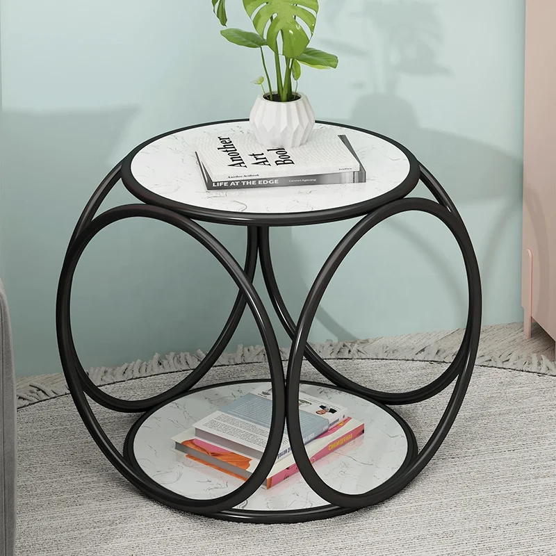 Modern Luxury Marble Glass Side Tables With Metal Frame For Living Room Tea Table Coffee Tabld