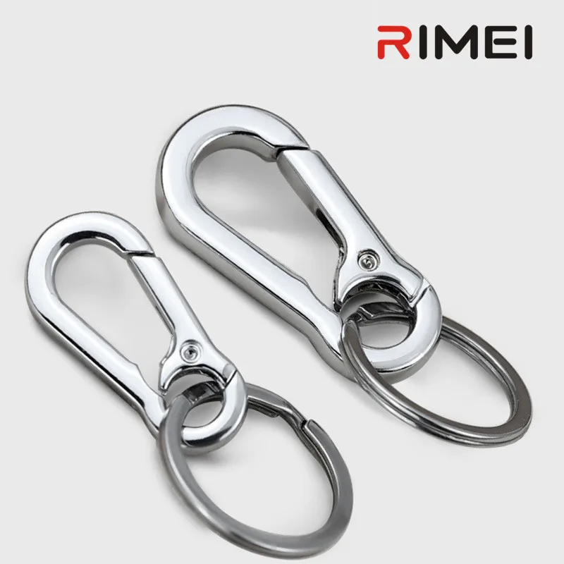 RIMEI stainless steel snap hook key chain reasonable price split key ring with chain Wholesale custom logo