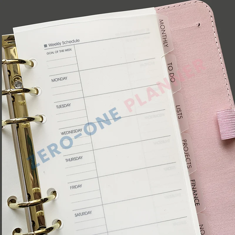 custom a5 a6 a7 planner divider frost pp index pages with black print tab