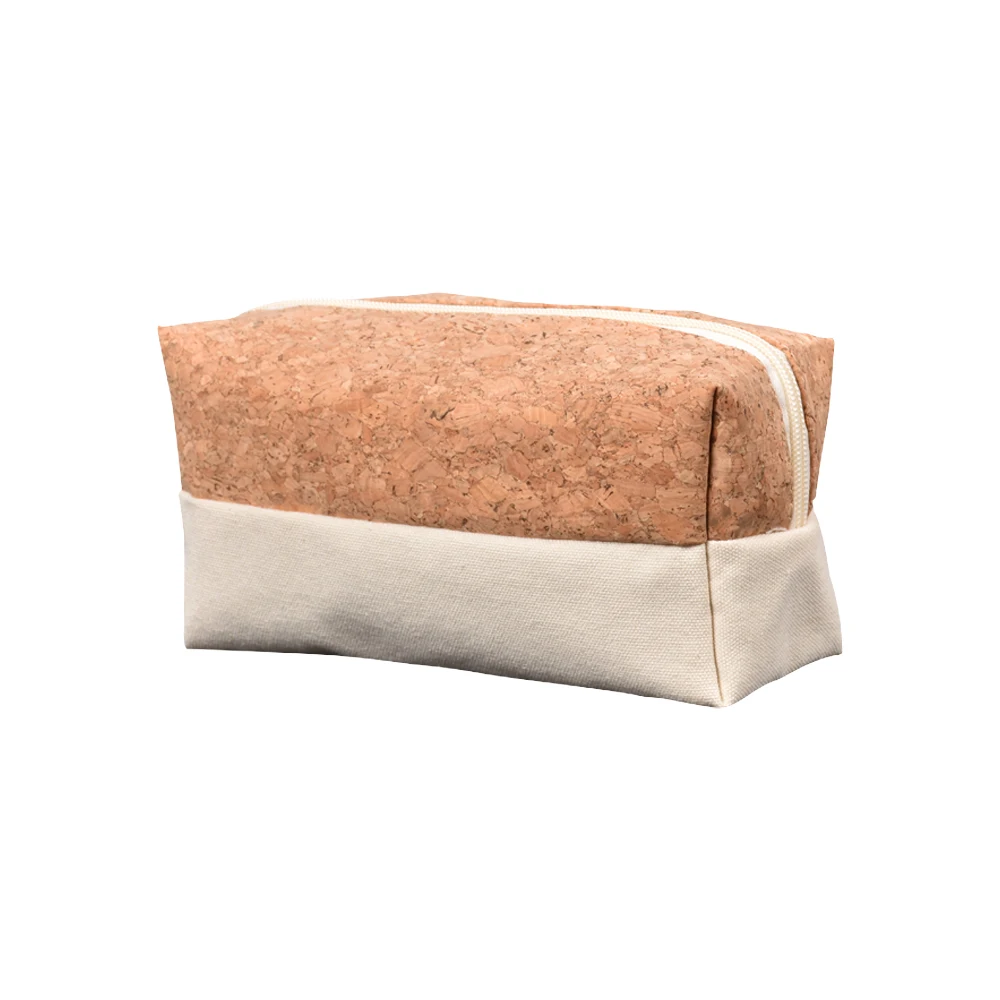 Factory Price Eco Friendly Organic Cotton Canvas Cosmetic Bag Natural Cork Bag With Zipper For Gift Travel