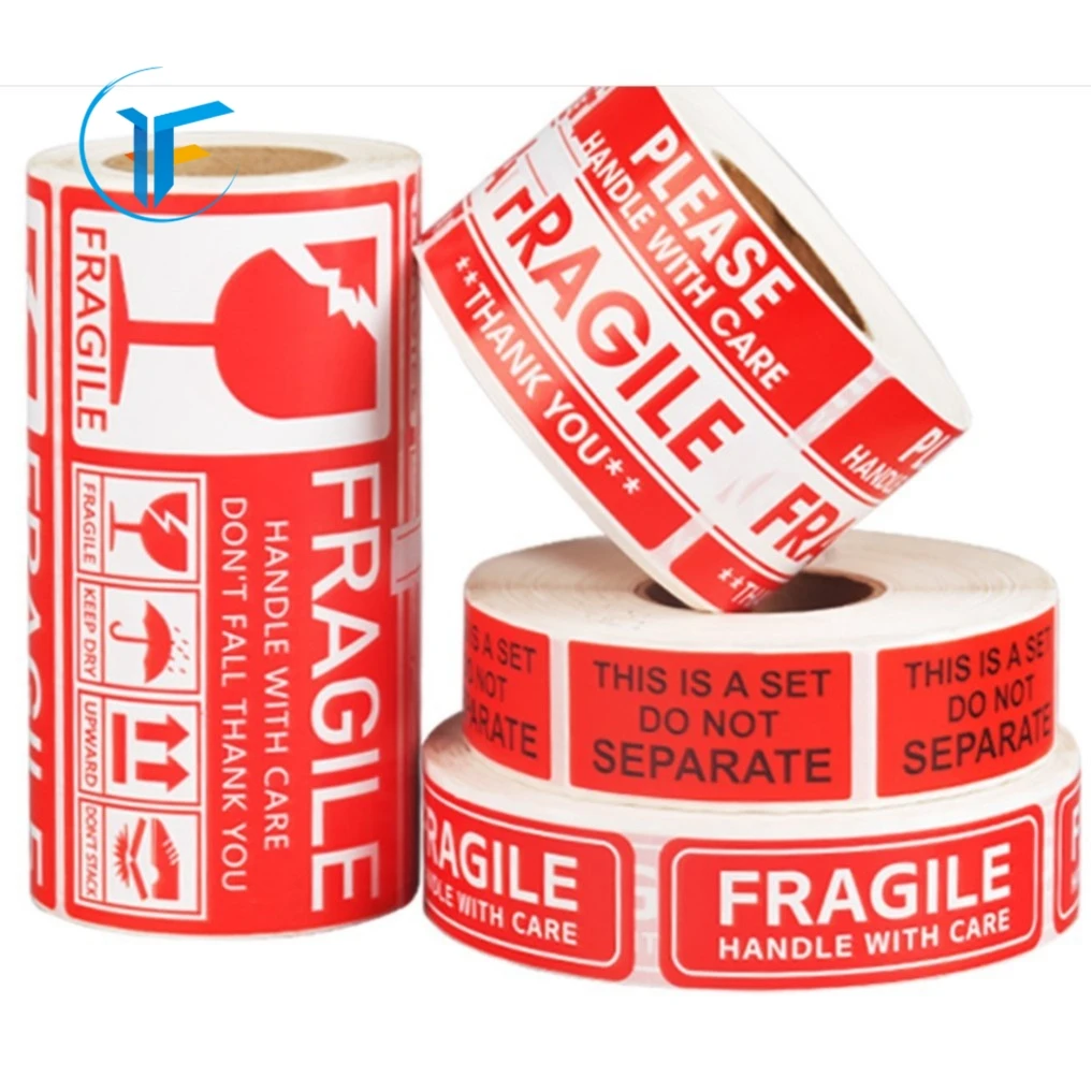 Guangzhou Supplier Yellow Warning Shipping Fragile Private Label Fragile Sticker