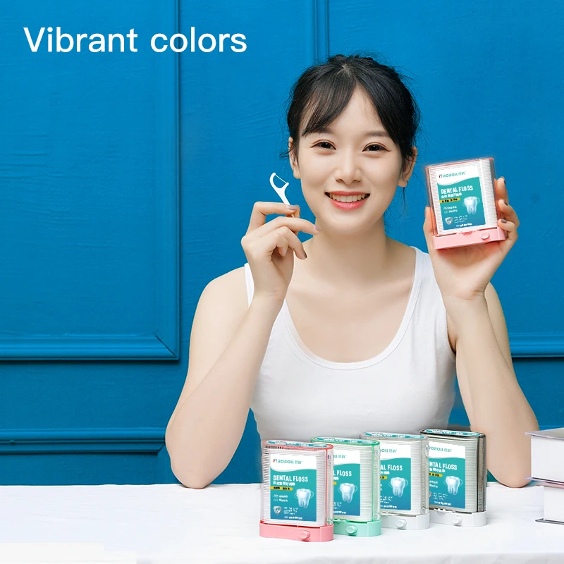 Portable Polymer Floss Box Disposable Automatic Floss Pick Mint Flavored Teeth Floss Stick Free Shipping stronger with you