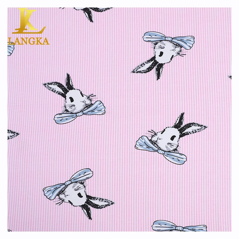 Langka high quality soft 65% cotton 35% poly babies clothes knitted fabric print fabrics