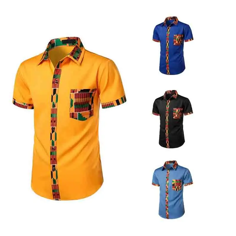 2024 Custom digital printing African men dashiki shirts Polyester Muslim Ethnic men Thobe Traditional Casual Fashion Shirt