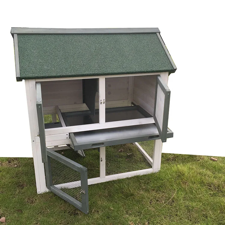 Cheap Design Hot Sale Prefabricated Custom Guinea Pig Ferret Wood Large Pet Cages House Home Run 2 Story Rabbit House Hutch Belt