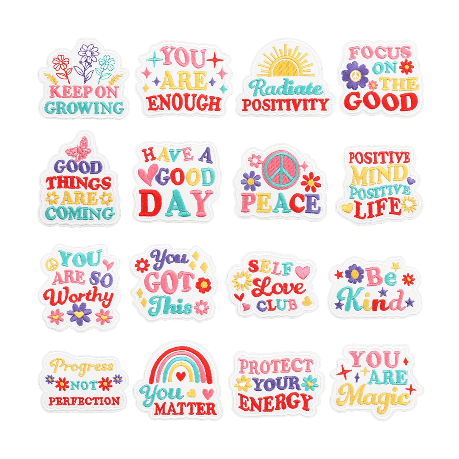 16+ New Custom Word Embroidery Affirmative Patches iron on Mental Health Positive Self Affirmation Embroidered Patch Badges