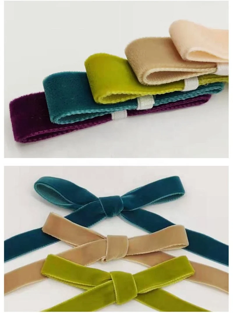 Spot wholesale 3mm - 50mm wide inelastic single  and double sided velvet ribbon, used for  decoration.