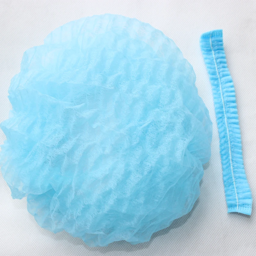 Non-Woven Double Elastic bouffant head cover Disposable Mob Cap Clip Cap For Food Factory Cleanroom Working