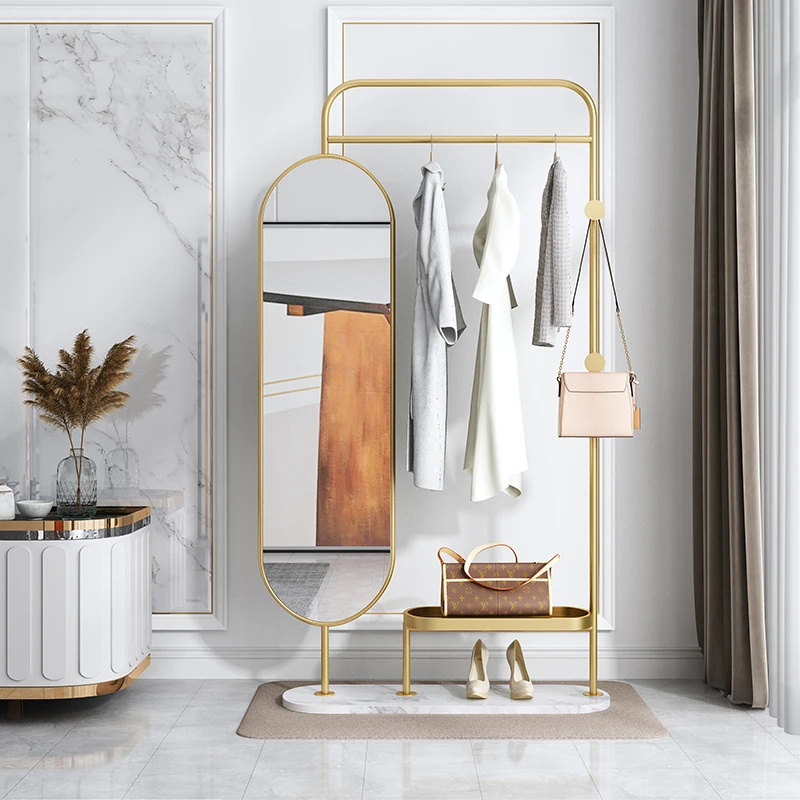 Clothes and Hats Integrated Multi-functional Modern Light Luxury Home Clothing Store Rotating Full-body Floor-to-ceiling