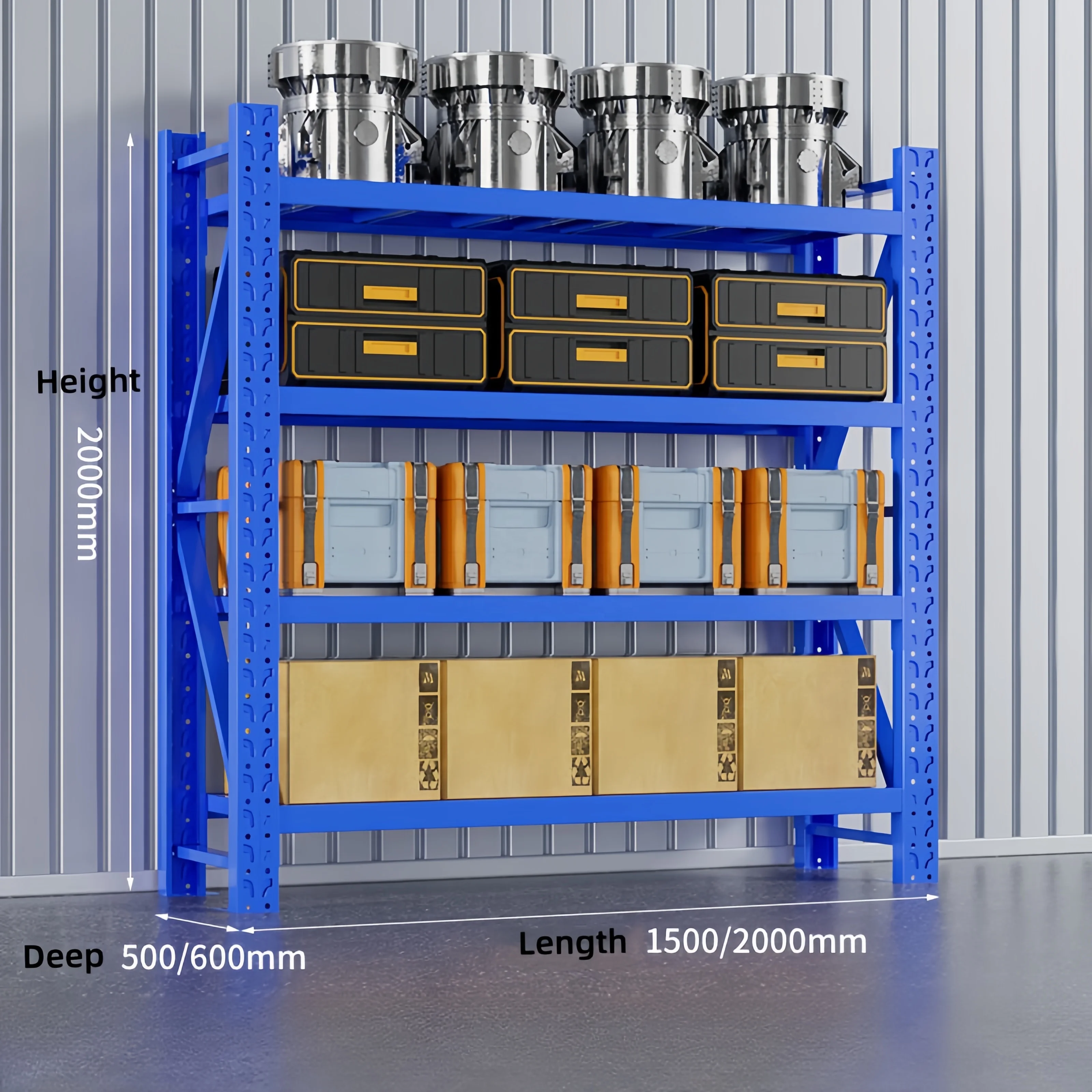 Heavy-Duty Industrial Metal Shelving Rack 200-500kg Load Capacity Adjustable Garage & Warehouse Storage for Tools Tool Storage