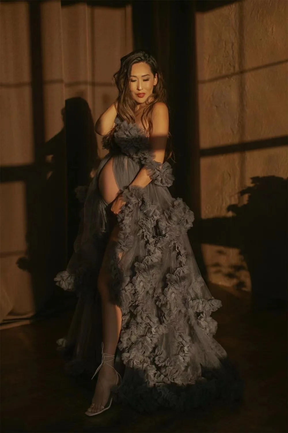 maternity dress photograph use Plus Size Photo Shoot Ball Gown Breathable pregnant Sleeveless CLASSIC maternity robe bridal robe