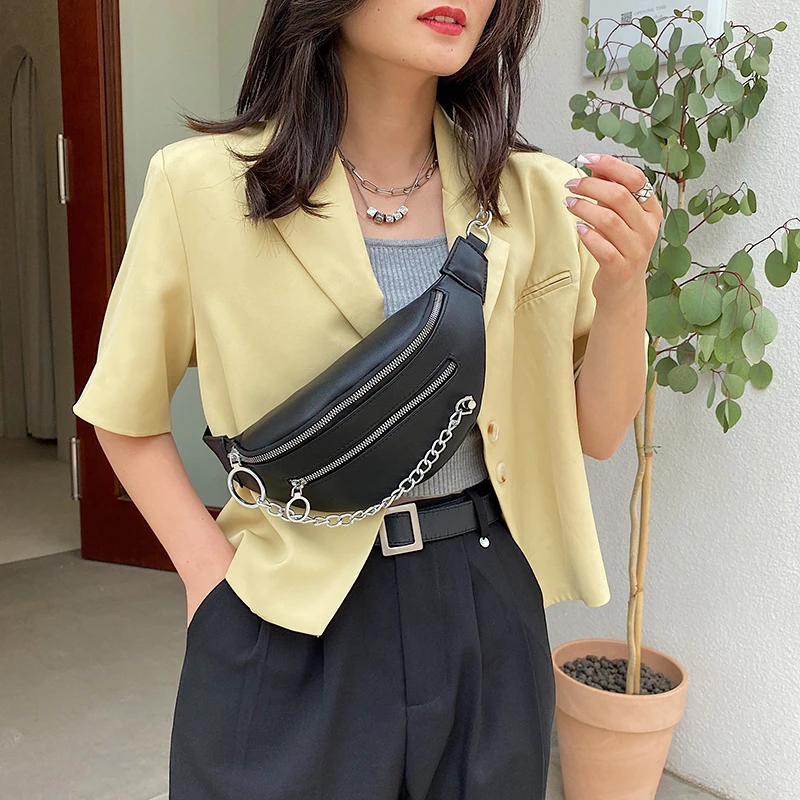 Wholesale Women PU Leather Waist Belt Wallet  Fanny Pack Bag