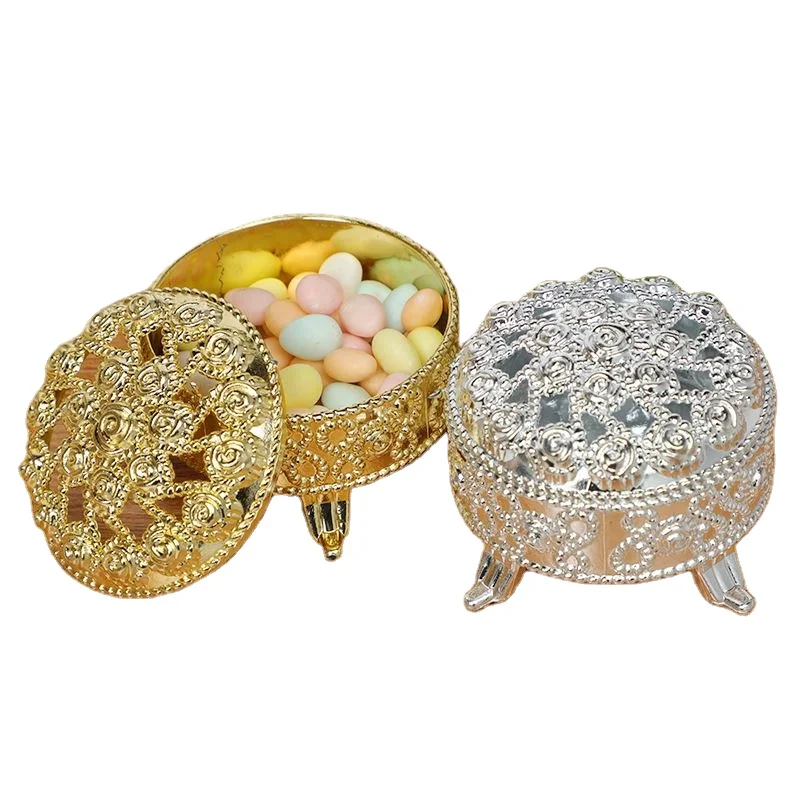 Luoshan wholesale Cheap Plastic Dragee Container Oriental Plastic Box Incense Burner Shape Gold Silver Dragee box Chest Oriental