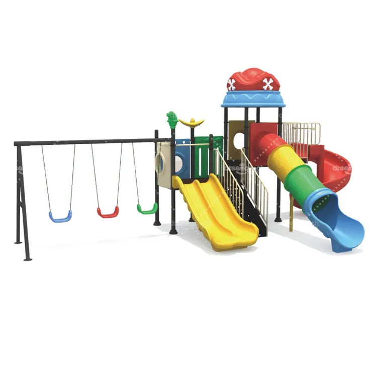 Wholesale children small plastic slides swing sets kids outdoor playground equipment for school