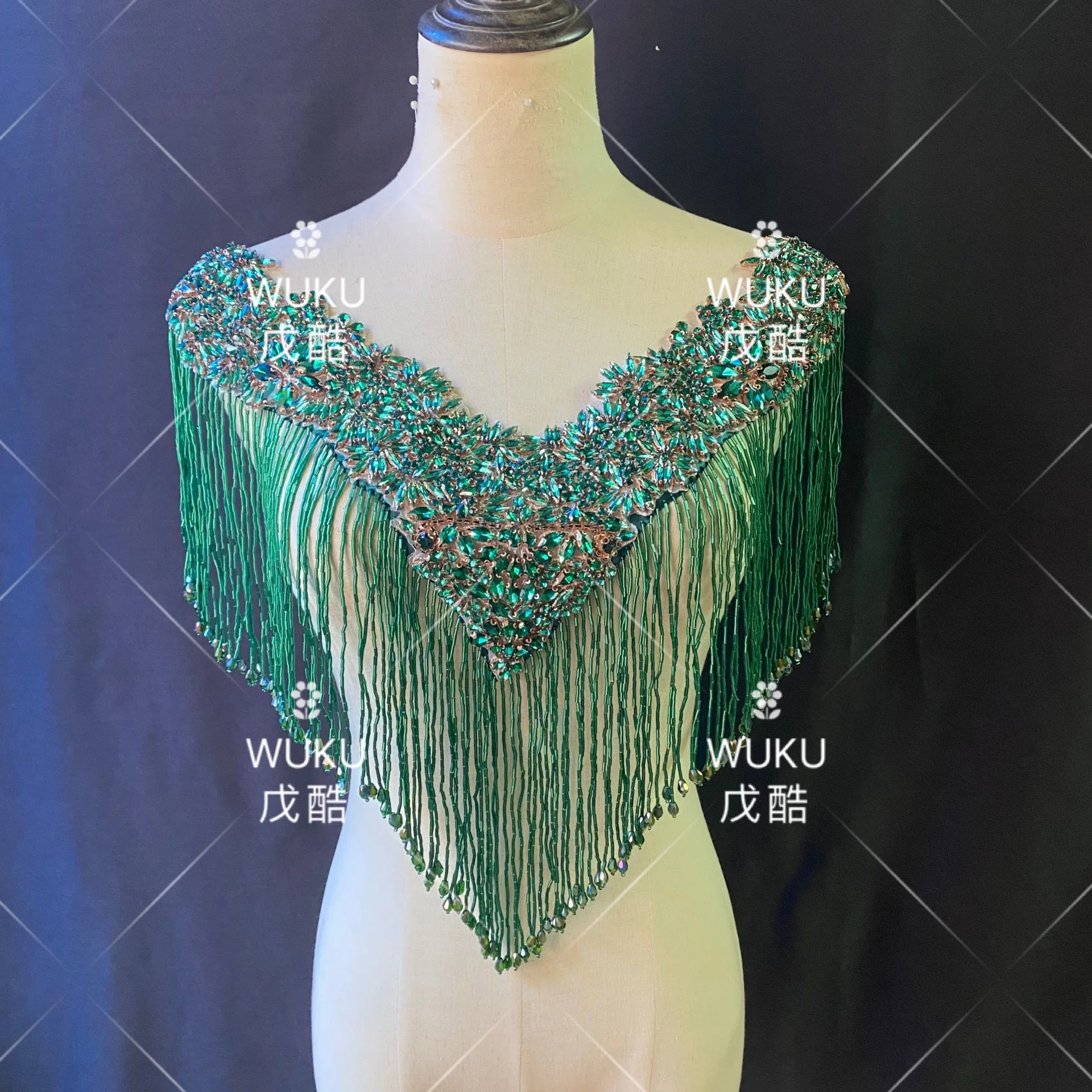 2020 блестящий хрустальный Болеро wuku с бахромой в синем