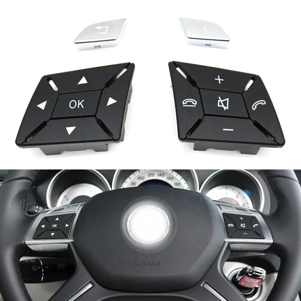 Black Steering Wheel Button Switch Trim Cover Sticker for Mercedes Benz A B C E Ml Gl Cla Gla Glk Sl Class W176 W212 W204