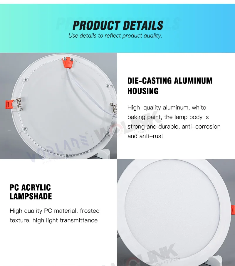 Bedroom 4inch 6inch 8inch frameless dimmable 5cct 3cct led pot light slim ETL panel light commercial