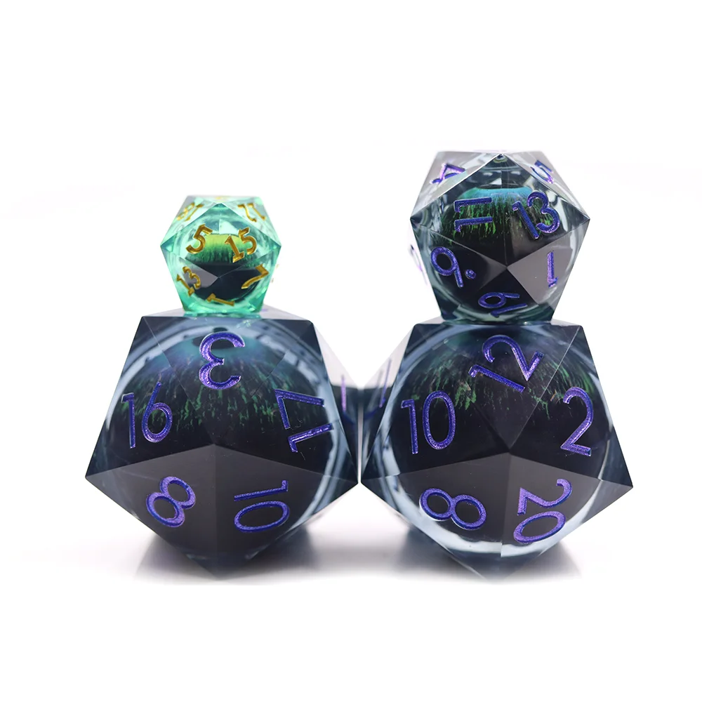 Прозрачные кости под заказ синий движущийся Dragon Eye 50 мм большие D20 одиночные для ролевой игры настольная игра