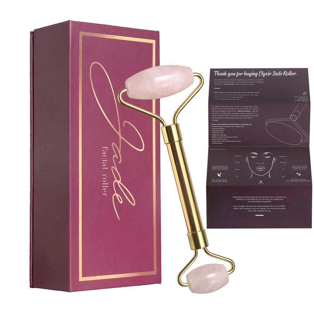 Custom hot sale manufacturer aging face massager rose quartz jade roller for face massager gift box