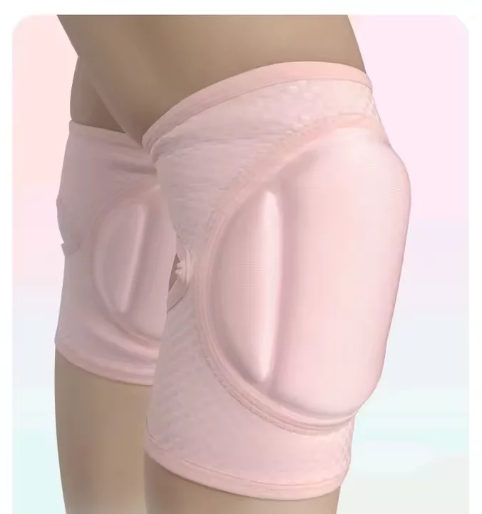 Thick Sponge Non-slip Beige/Black Pole Dance  Grip Sticky Silicone Knee Pads Compression Opening Design Dancing Sponge Knee Pads