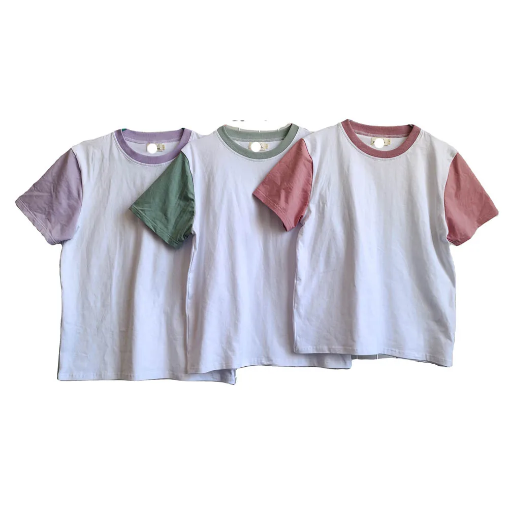 Wholesale Jersey cotton matching color short sleeve unisex causal baby T-shirt For summer