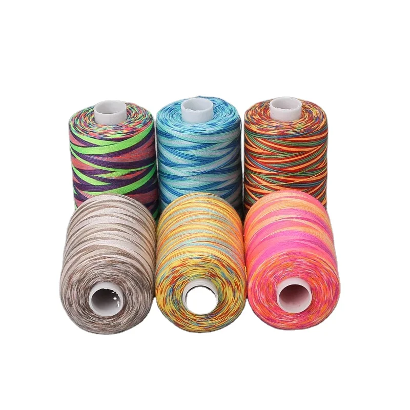 New High Quality Sewing 1000 Yards Rainbow Gradient Line Colorful Polyester Thread Suitable For Sewing Needlework