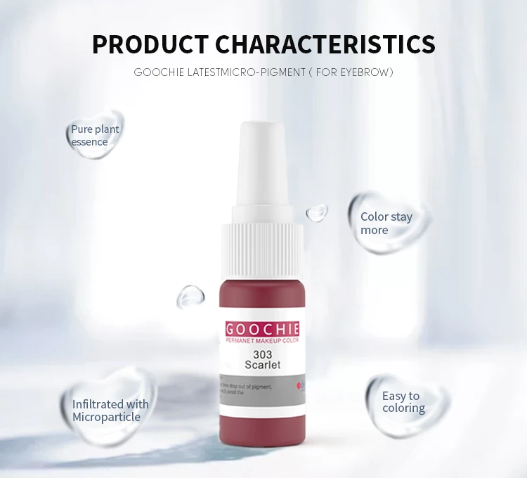 Goochie 15ml organic liquid based semi permanent makeup pigment cosmetic tattoo ink color