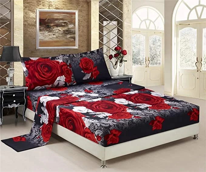 3D Rose Bedding Sets High Quality Soft Duvet Cover Bedsheet Pillowcase Polyester Printed Bedclothes Queen Bed
