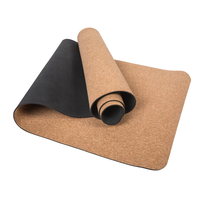Custom Logo High Quality Fitness Gym Organic Natural Cork Rubber Yoga Mat