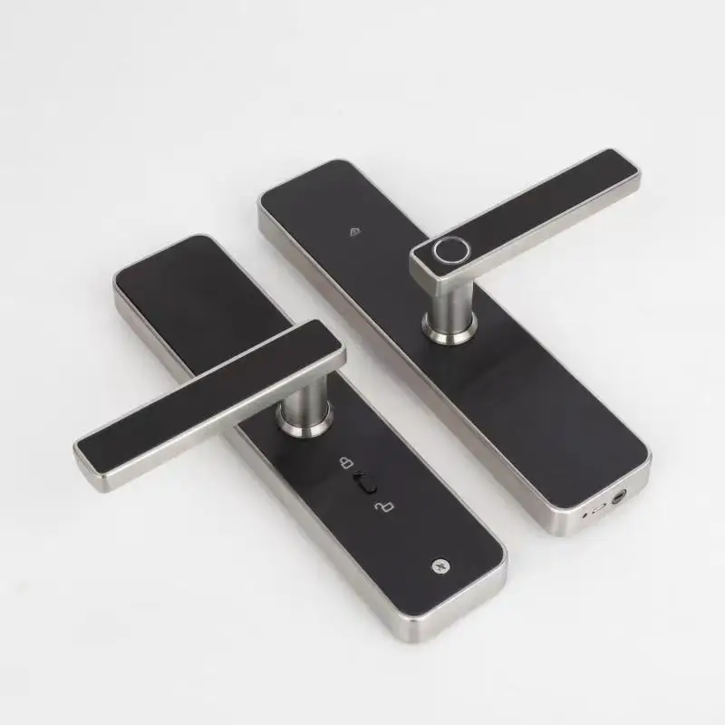 Biometric keyless wooden Ttlock electronic security hotel digital fingerprint smart handle apartment stainless steel door lock