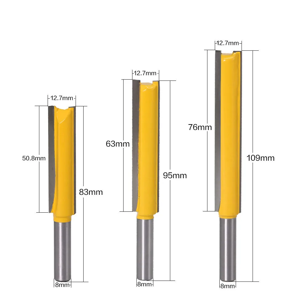 Концевая фреза 8 мм с хвостовиком 2 дюйма, фреза с подшипником для дерева, шаблон, Bit Tungsten Carbide, фреза