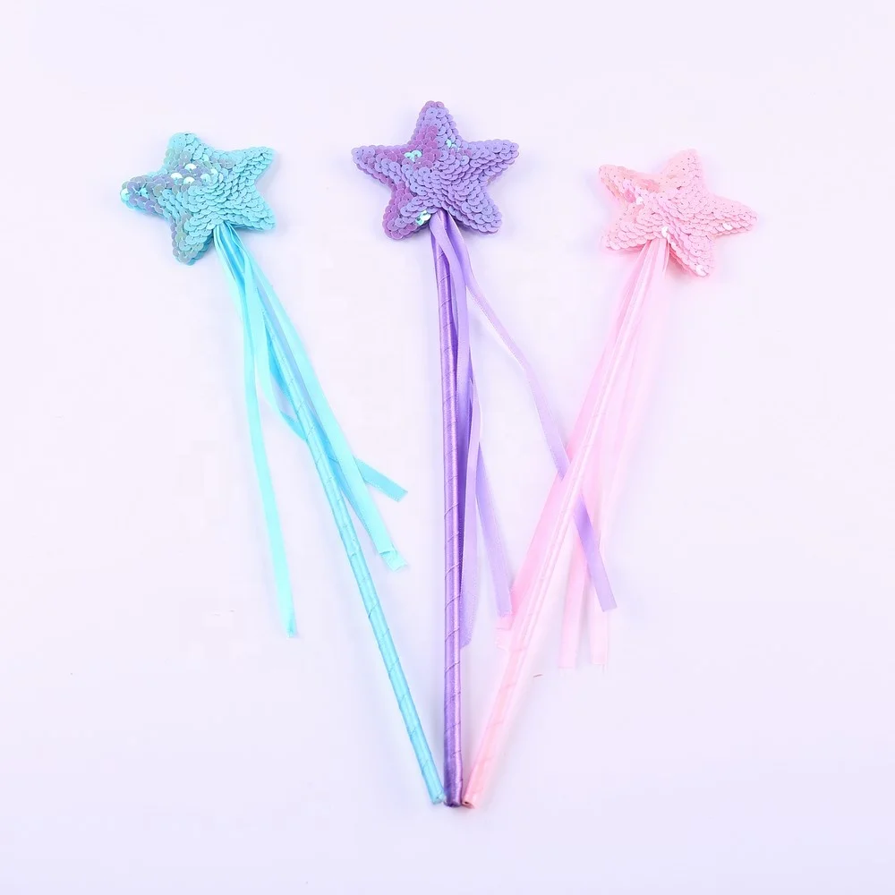3 Colors Star Wand Magic Stick Girl Party Princess Gift Sequin Angel Cute Five pointed Star Fairy Wand 1pc Costume