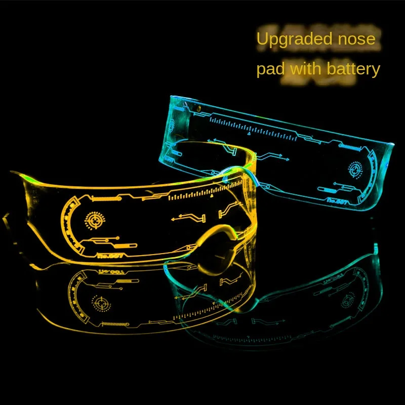 LED Glasses with Batteries Light Up Glasses LED Visor Rave Glasses for Men Cosplay Festivals Halloween Bars Clubs Parties