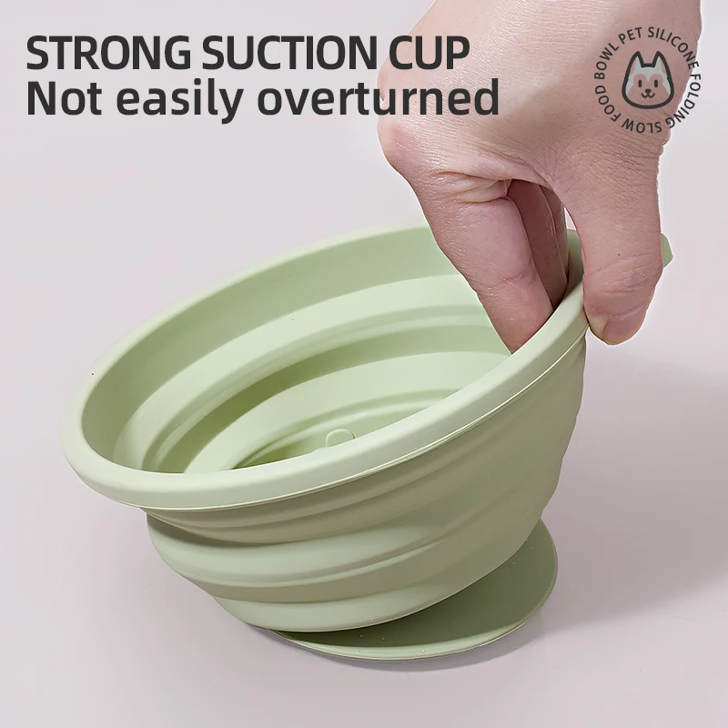 Strong Suction Anti Choking Silicone Pet Drinking Dish Foldable Slow Eating Slow Feeder Pet Travel Bowl Pet Bowl