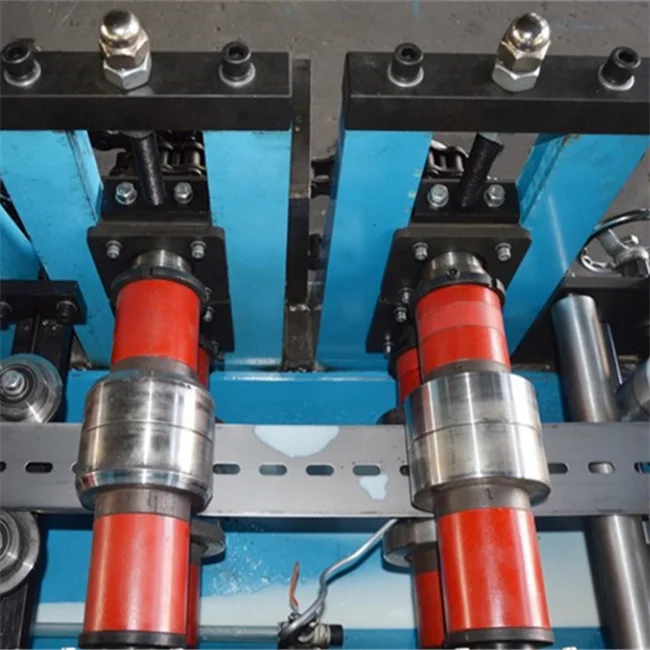 Servo punching and Servo cutting Unistrut channel roll forming machine with gearbox drive way and casting steel best quality