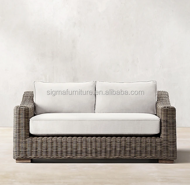 classic design furniture outdoor rattan furniture set hotel patio handwoven all-weather wicker garden 54' sofa set