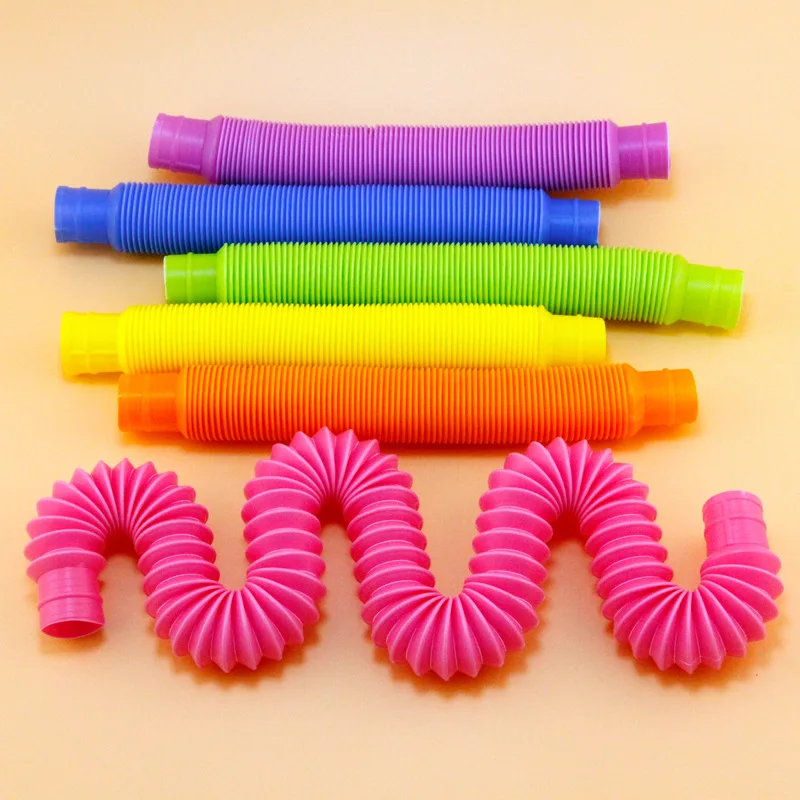 
Plastic Funny Educational Stress relief Fidget Pop Tubes Sensory Colorful Stretch Decompression Pipe Toys 