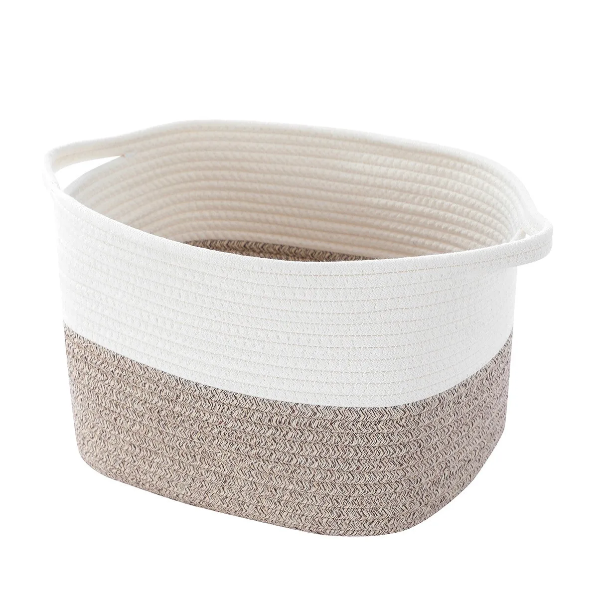 Oversized Woven Cotton Rope Storage Basket for Baby Laundry and Blanket Organizing in Living Room