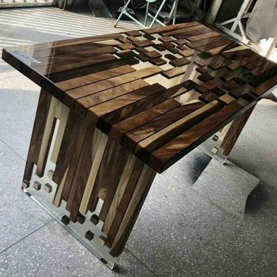 Vintage Furniture Luxury Coffee Solid Wood River Design Dining Table Restaurant Table Resin Epoxy Table