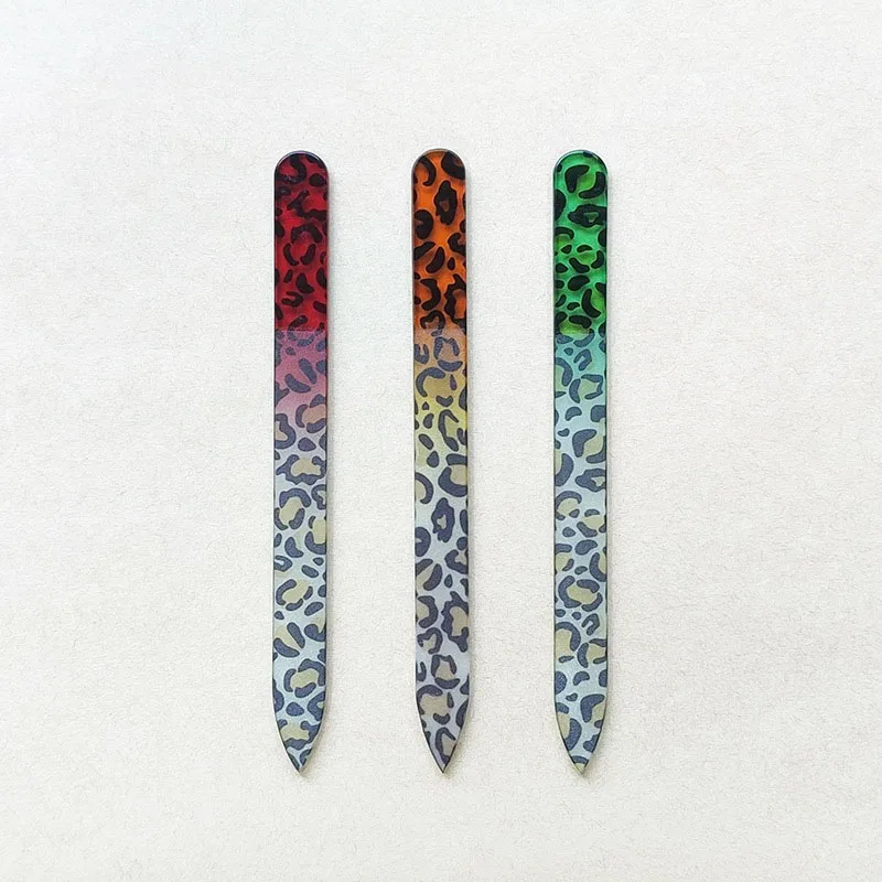 High Quality Glass Nail File with Case Double Sided Etched Glass Filer Glass Nail File Custom Nail Tool