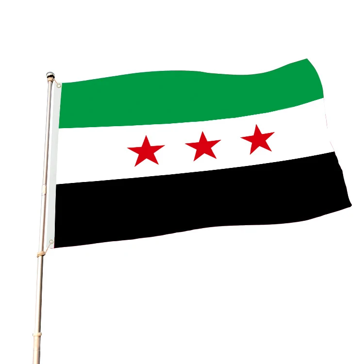 In stock Wholesale Red White Black Flags Polyester 3x5ft Syrian Arab Republic Flag