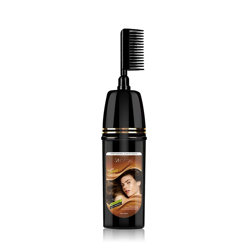 Best Selling Conditioning Natural Herbal Ginger Black Hair Color Dye Shampoo With Comb