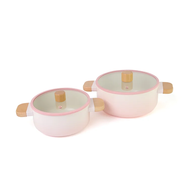 AXA Escalation Serie 4pcs Home & Kitchen Nonstick Marble Effect Coat Aluminum Cookware Set with Tempered Glass Lid