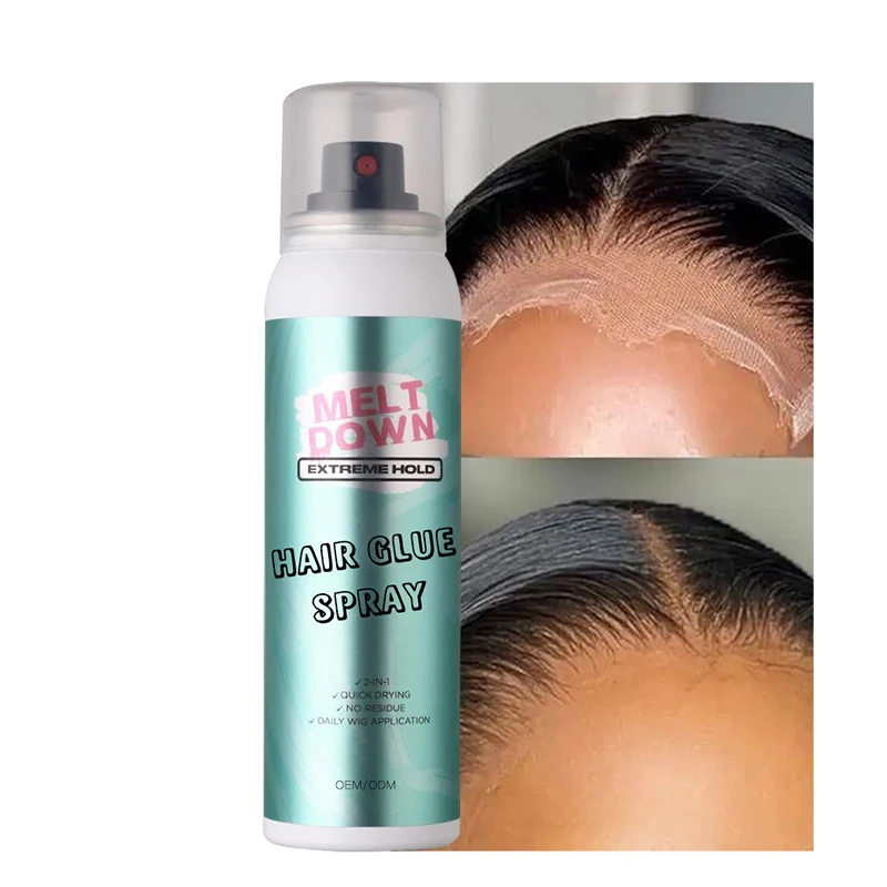 Manufacturers private label customized logo waterproof heat and oil proof super hold lace adhesive wig glue spray