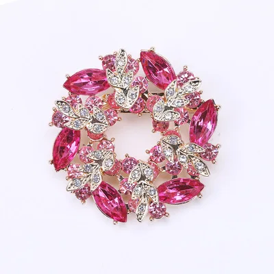 High Quality  Fancy Bouquet Brooch Pin Beautiful Crystal  Floral Garland Assorted Colors Flower Brooches