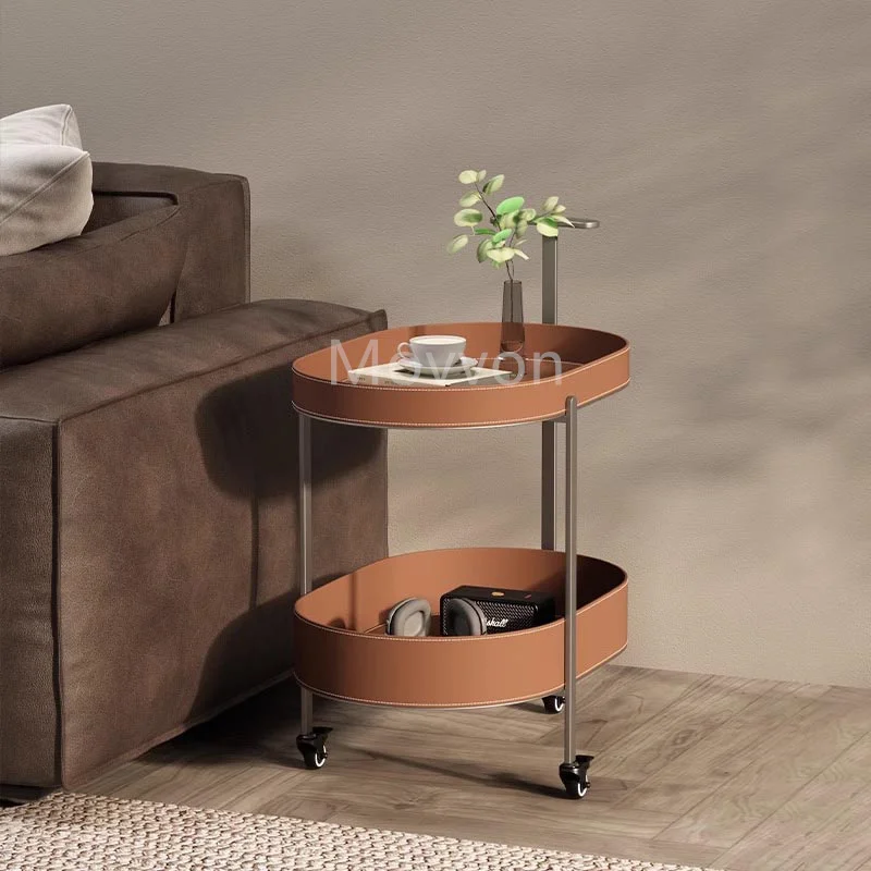 New Style Indoor Coffee Table Leather aluminium metal tv stand side tea table sofa side tea Coffee Table For Living Room