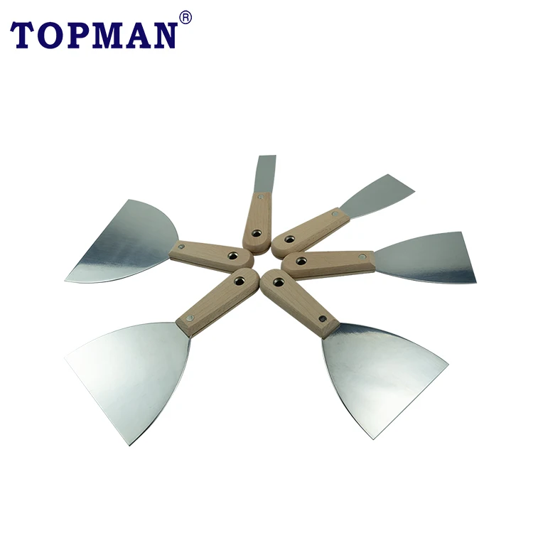 Topman 4 Inch Stainless Steel Scraper With Beech Wood Handle Wall Scraper Putty Knife