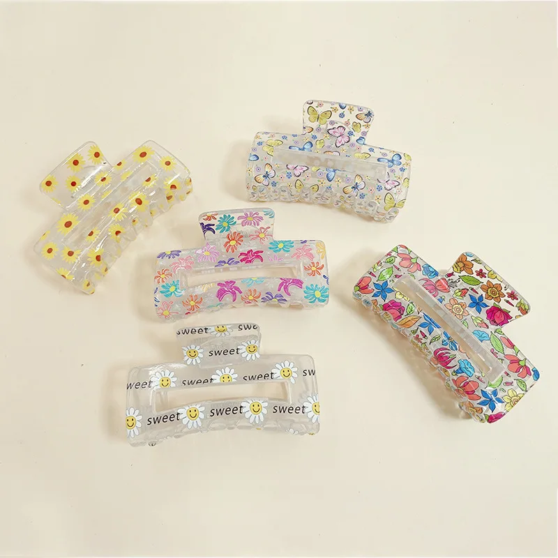 Hot Selling Personalized Nonslip Rectangular Extra Plastic Large Hair Claw Clips For Thick Hair Women