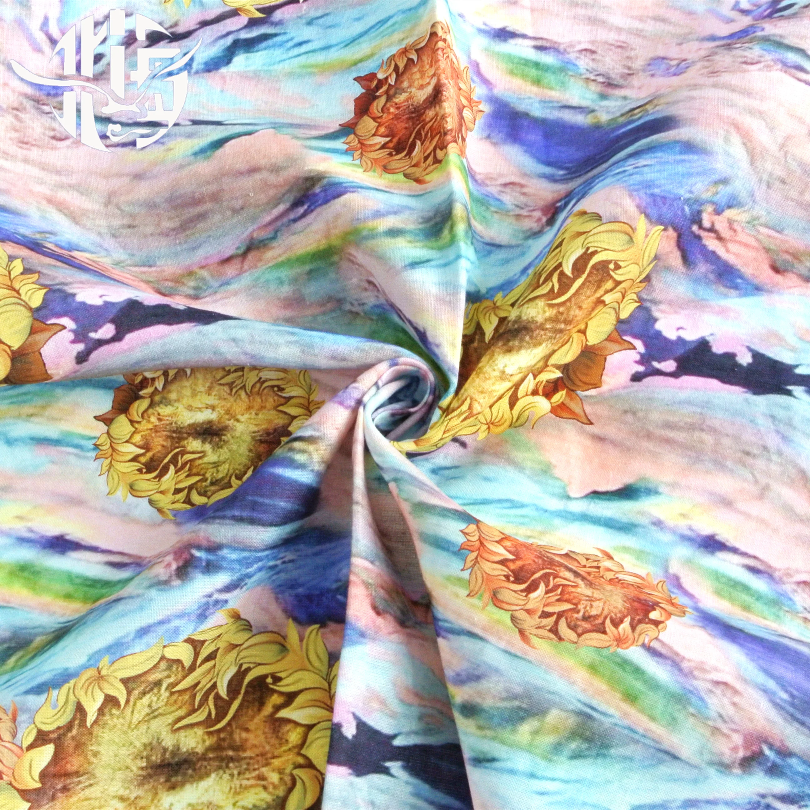 
pattern ramie cotton 2020 soft feeling sleaves digital print cotton linen chambray fabric 